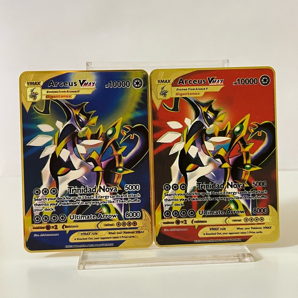“2” Pokemon Arceus VMAX  Gold Metal Cards Collectible/Gift/Fan Art